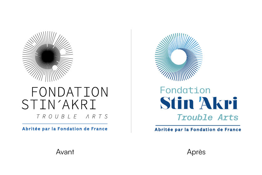 Comparaison du logo de la Fondation Stin’Akri avant et après refonte