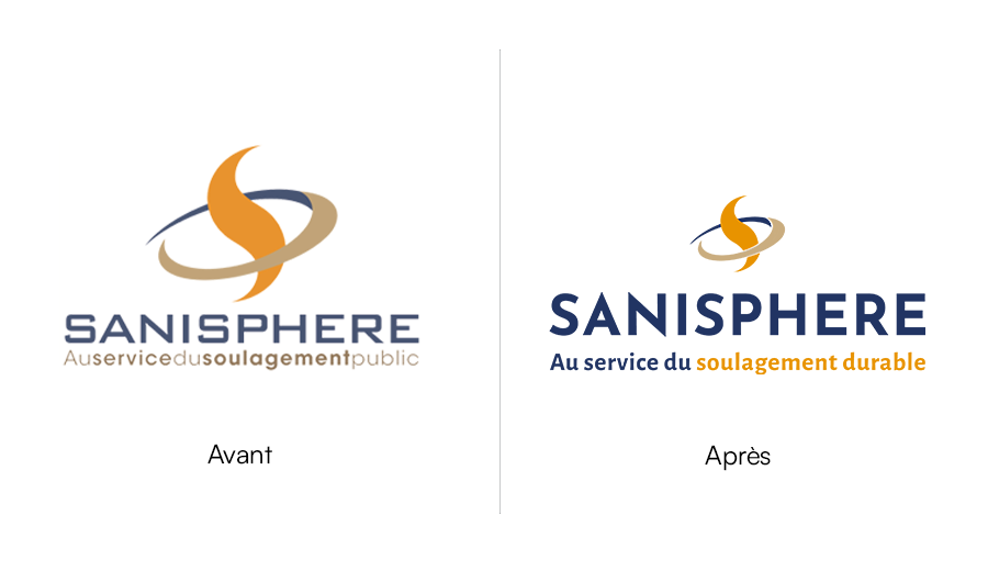 Comparaison du logo Sanisphere avant et après la refonte